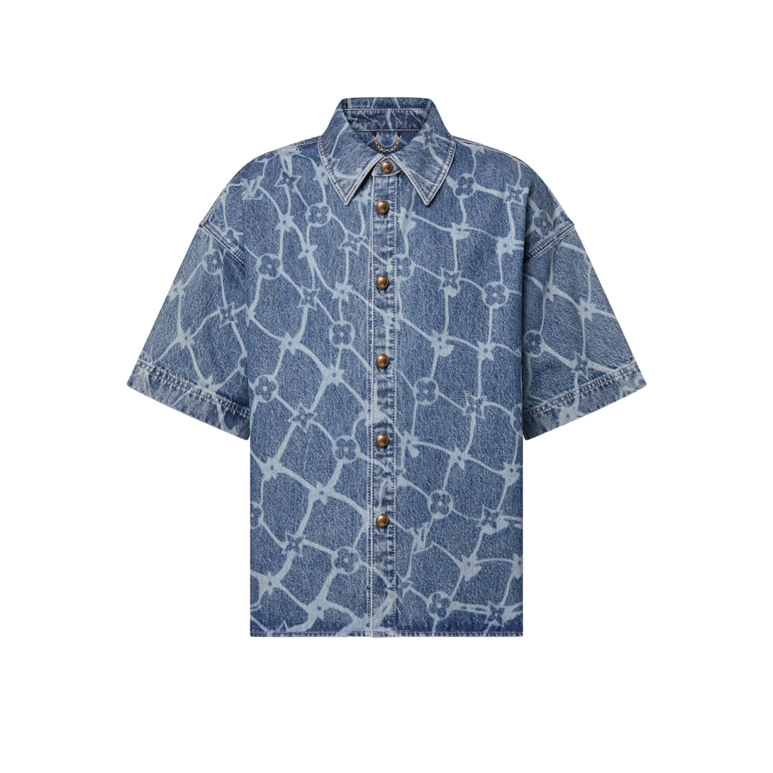 Monogram Printed Short-Sleeved Denim Shirt - Ready-to-Wear | Louis